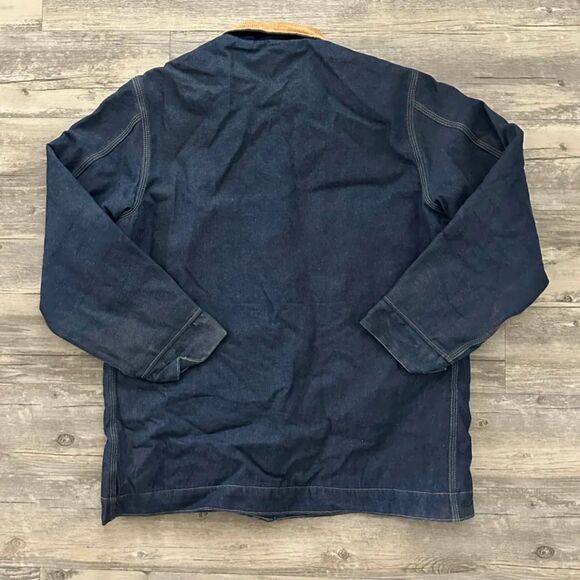 Vintage Roebucks Blanket Lined Denim Chore Coat Jacket Size Large Dark Wash - Picture 5 of 6